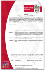 DIGITEC obtient la certification " Attestation de capacité n° 262338 - R1"